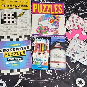 45 Colorful Kids Art And Crossword Puzzle Set